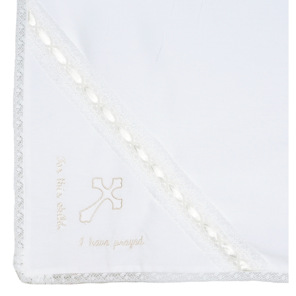 Cross Heirloom Blanket - White Batiste