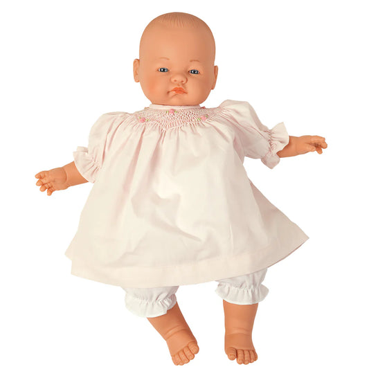 Emma Babydoll with Pink Bishop Dress with Bullion Roses and matching Bonnet