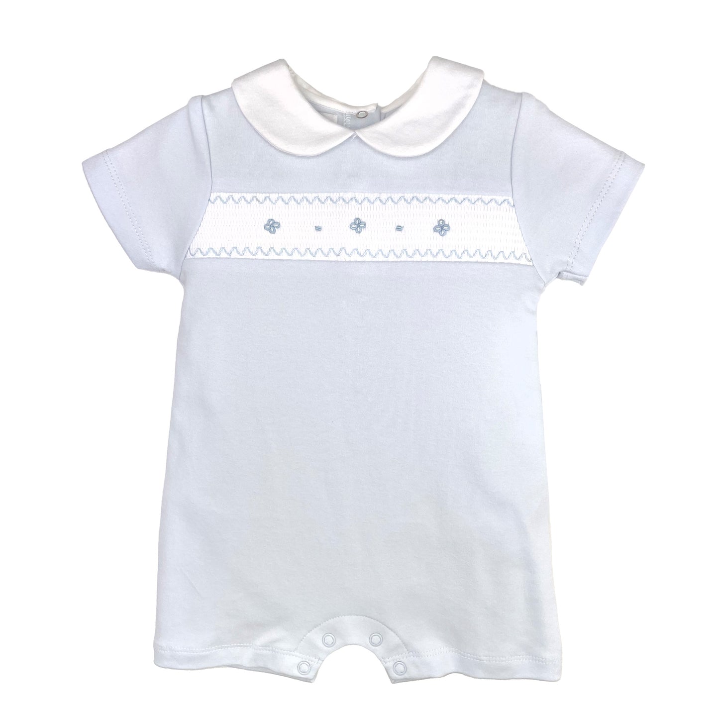 Blue Smocked Collared Romper