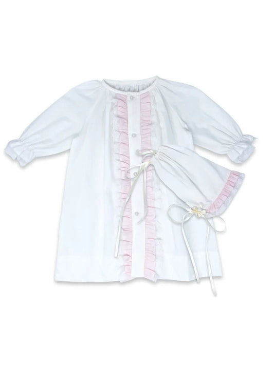 White with Pink Ruffles Timeless Daygown Set