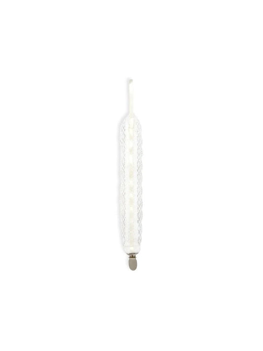 White Ecru Lace Pacifier Clip
