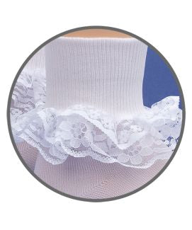 White Dressy Lace Turn Cuff Socks