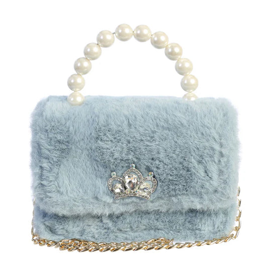 Blue Faux Fur Purse