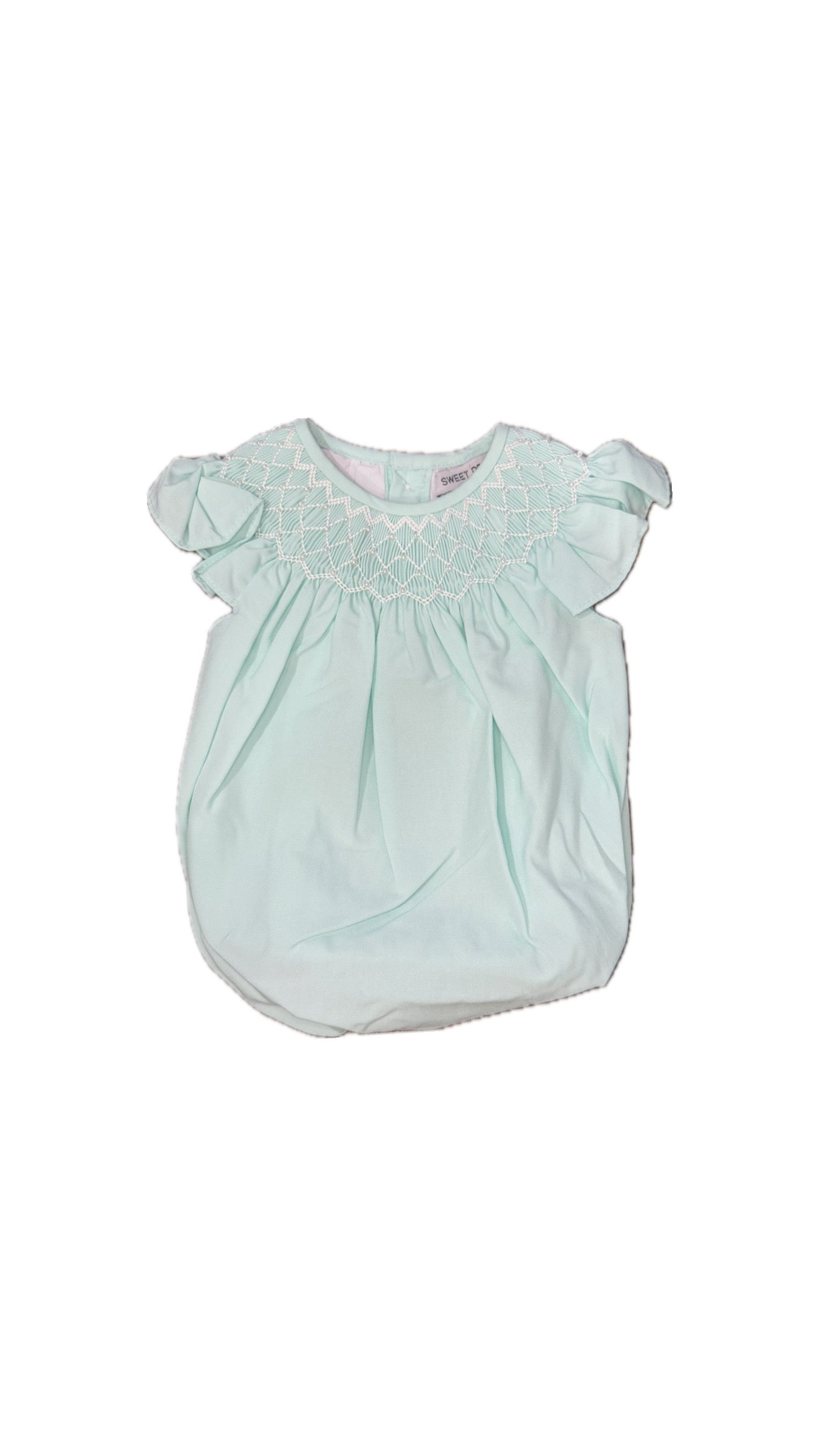 Mint Pearl Beaded Smocked Bubble