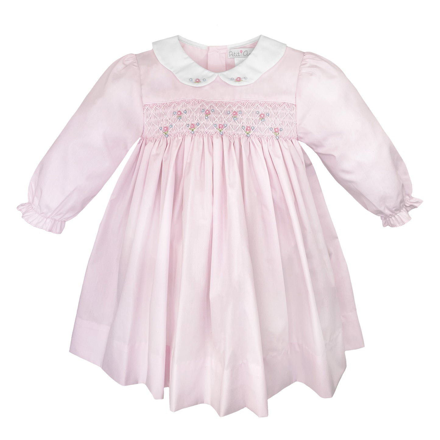 Pink Fully Smocked Dress with Petal Collar