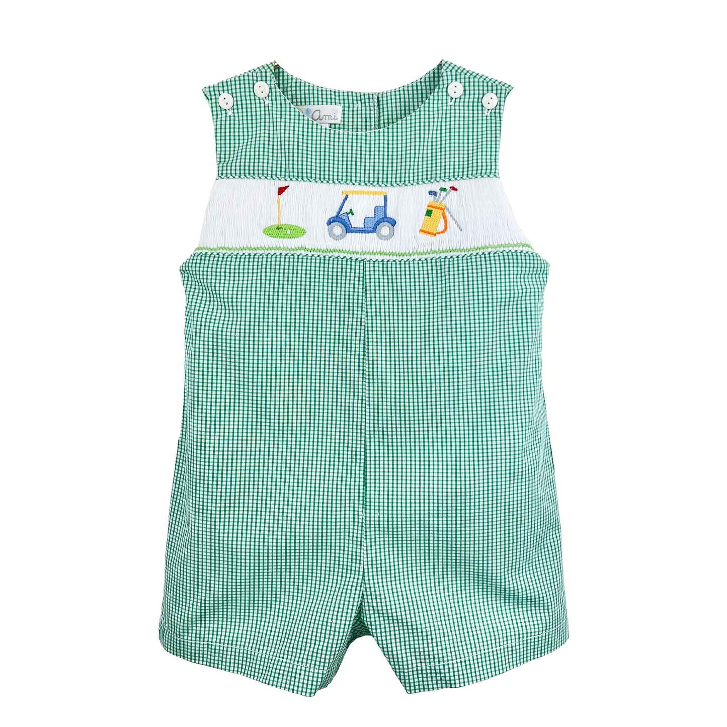 Green Gingham Golf Romper