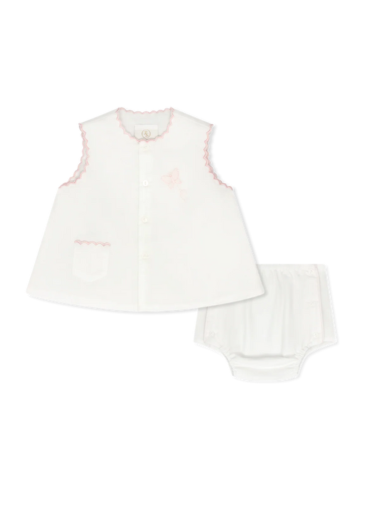 Blessings White Butterfly Diaper Set