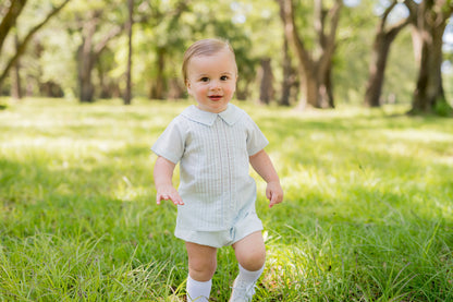 Classic Pleated Blue Short Set