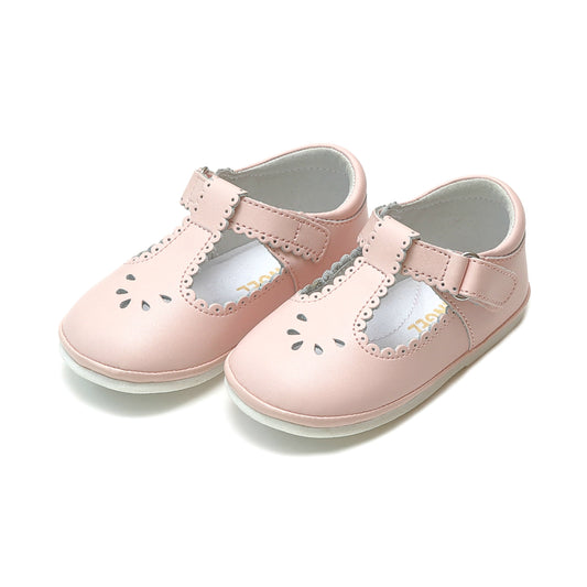 Pink Dottie Scalloped T-Strap Mary Jane