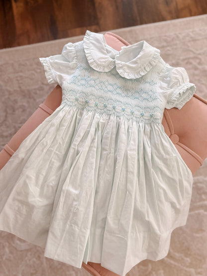 Baby Blues Peter Pan Collar Smocked Dress