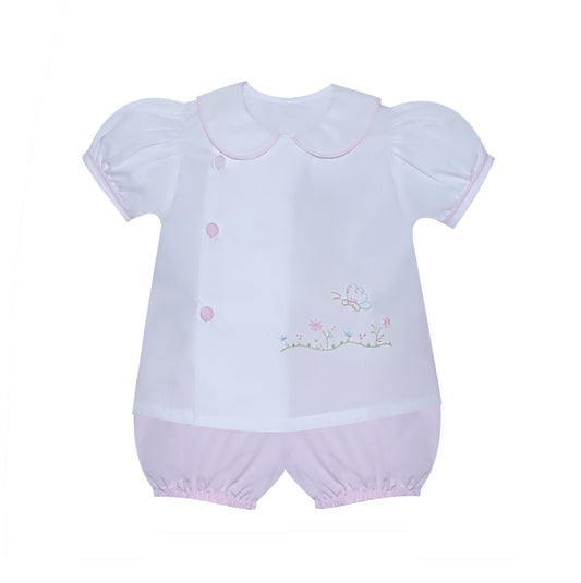 Pink Butterfly Embroidered Bloomer Set