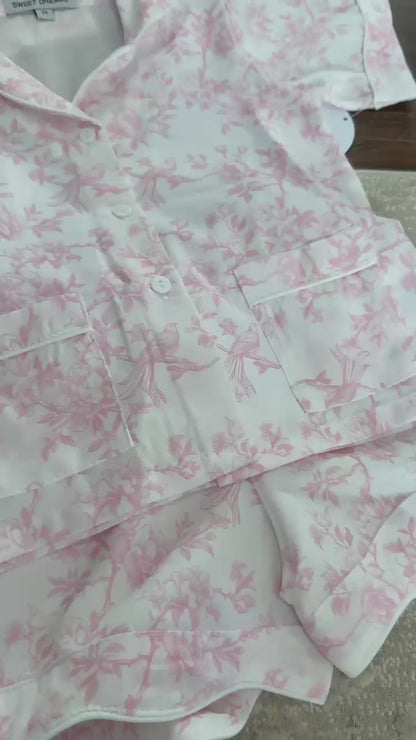 Pink Toile Print Pajama Set