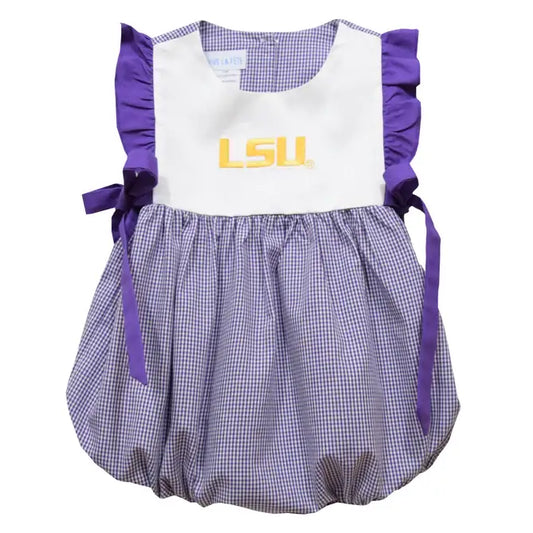 LSU Tigers Embroidered Purple Gingham Bubble