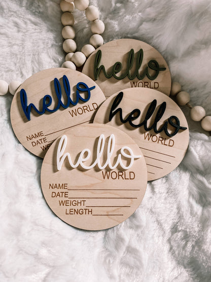 Hello World Birth Announcement Sign - Navy